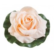 Dekor rózsa és levél, 17 cm, rózsaszín, Velda