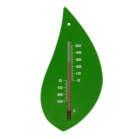 Hőmérő kültéri  műanyag  zöld falevél forma15x8x0 3cm                                  