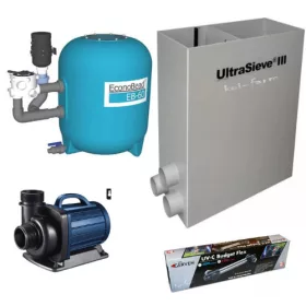   AquaForte EB-60 gyöngyszűrő szett – 35 m³ halastóhoz / 70 m³ úszótóhoz – Előszűrővel, szivattyúval és UVC lámpával