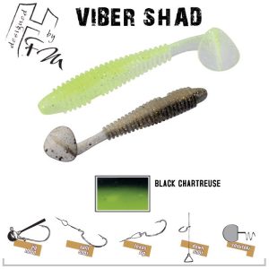 VIBER SHAD 3.8" 9.7cm BLACK CHARTREUSE