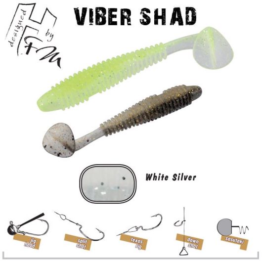 VIBER SHAD 3" 7.6cm WHITE SILVER