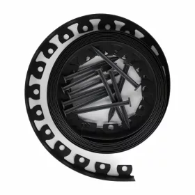   Kerti ágyásszegély szett flex fekete 5 cm x 10 m 20 db leszúrótüskével