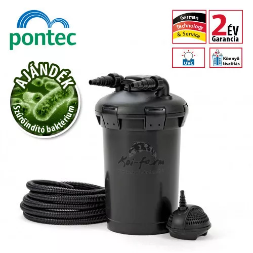 Pontec PondoPress 15000 Set UVC nyomásszűrő +  indító baktérium